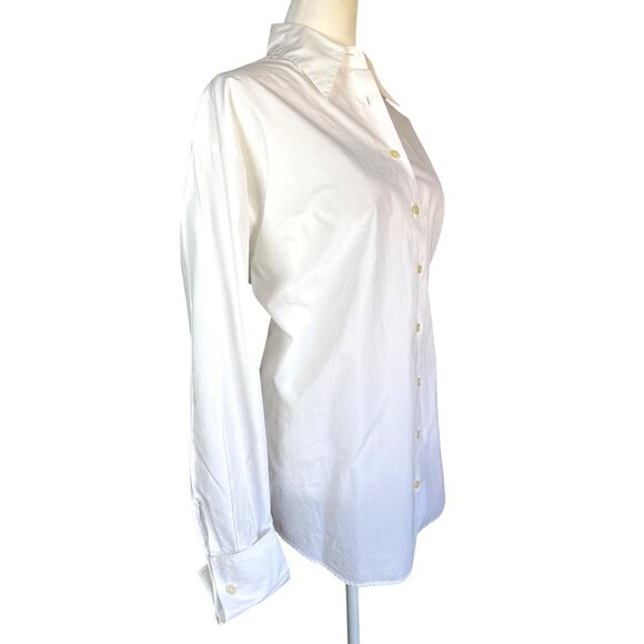 Ann Taylor Blouse Size Medium White Professional 100% Cotton Button Front - Picture 6 of 12